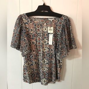 NWT Lucky Brand flutter sleeve top size L.